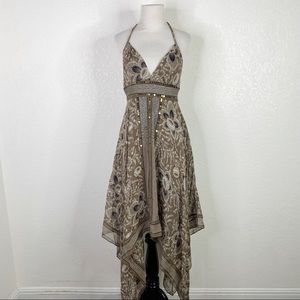 Elegant Brown Halter Dress